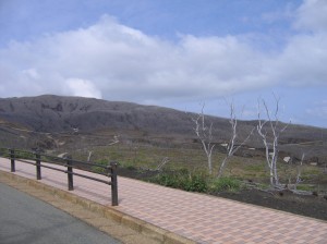 The road up Miyakejima's volcano